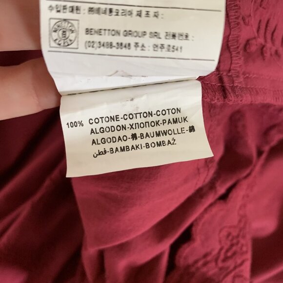 United Colors of Benetton Top Small Red Long Sleeve Flowy Stretch Basic - Picture 6 of 6